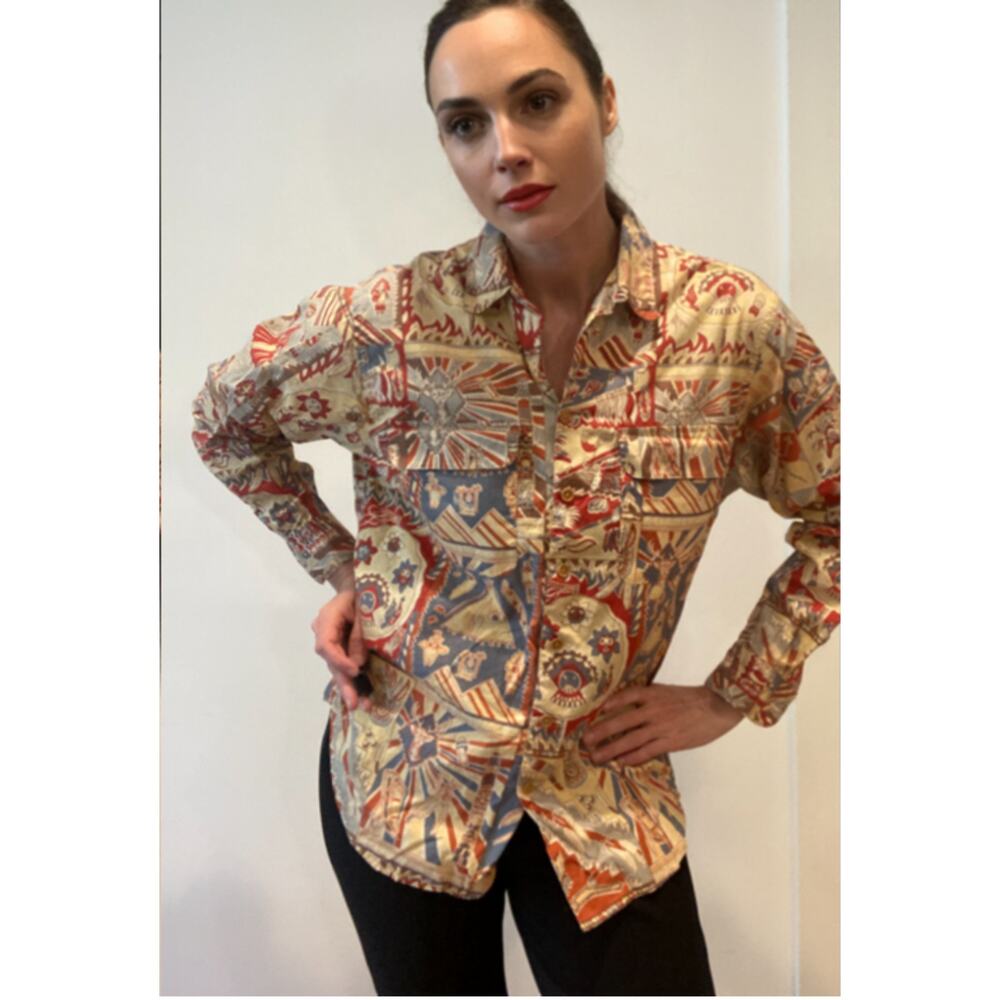 Ralph Lauren Country Cotton Native American Western Print Button Down ~ Sz 10